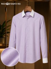 Soft Lavender Shirt with Contrast White Collar - Image 2